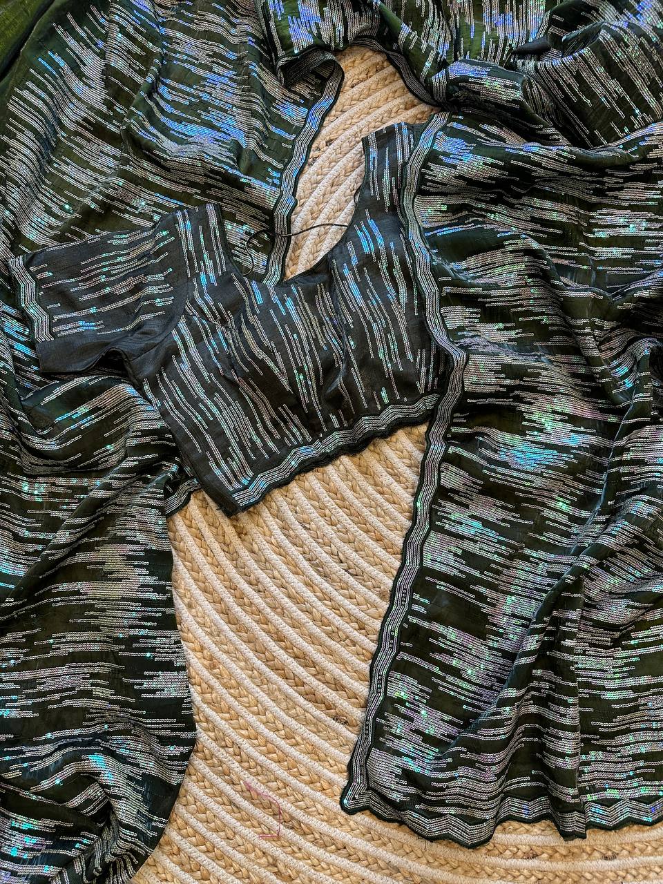 Hand-Embroidered Timeless-Black Jimmy Choo Saree with Blouse