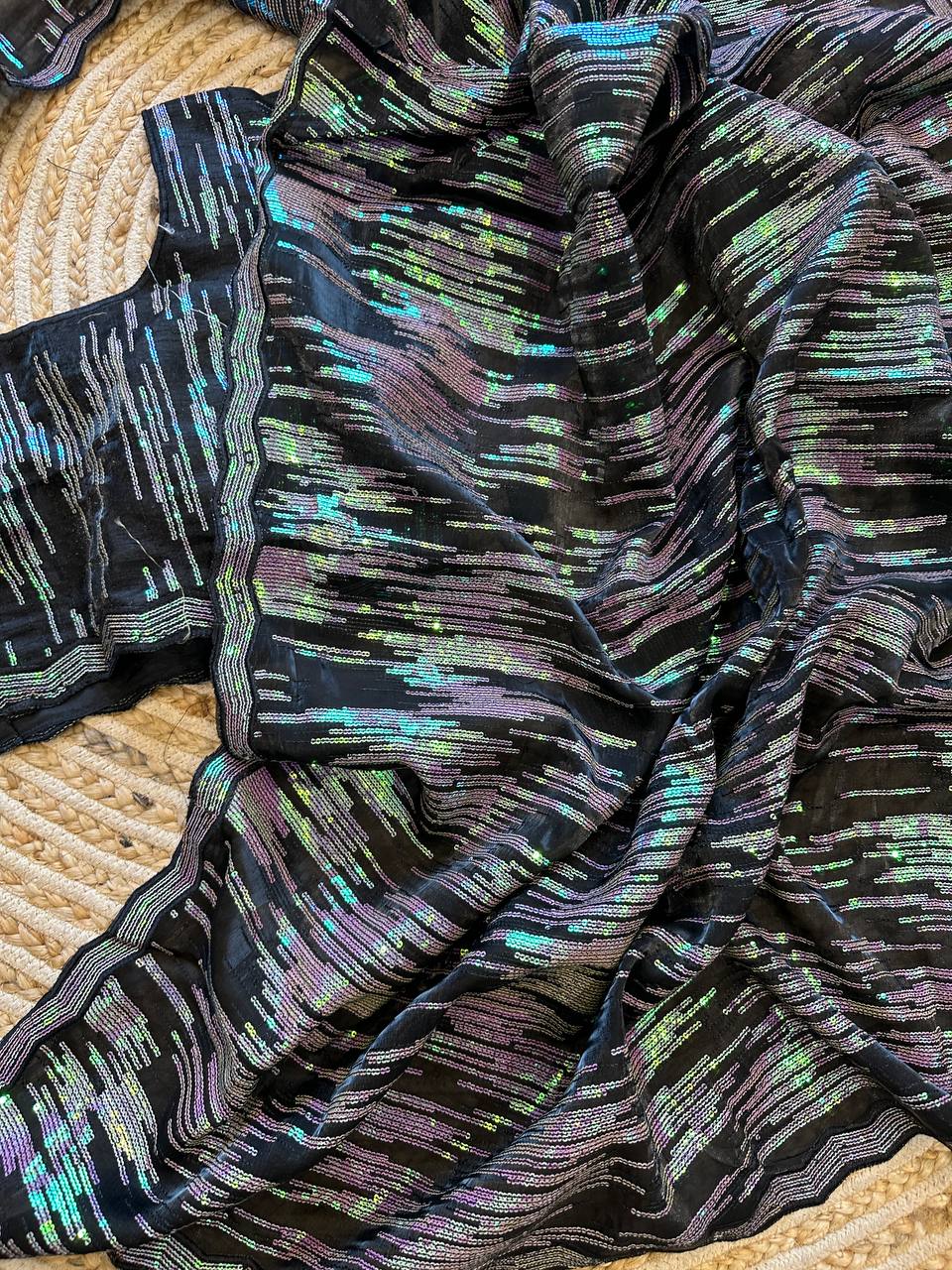 Hand-Embroidered Timeless-Black Jimmy Choo Saree with Blouse
